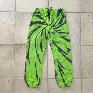 SOUTH CENTRAL HILLS sweatpants ELECTRIC GREEN/BLACK TIE-DYE mens large